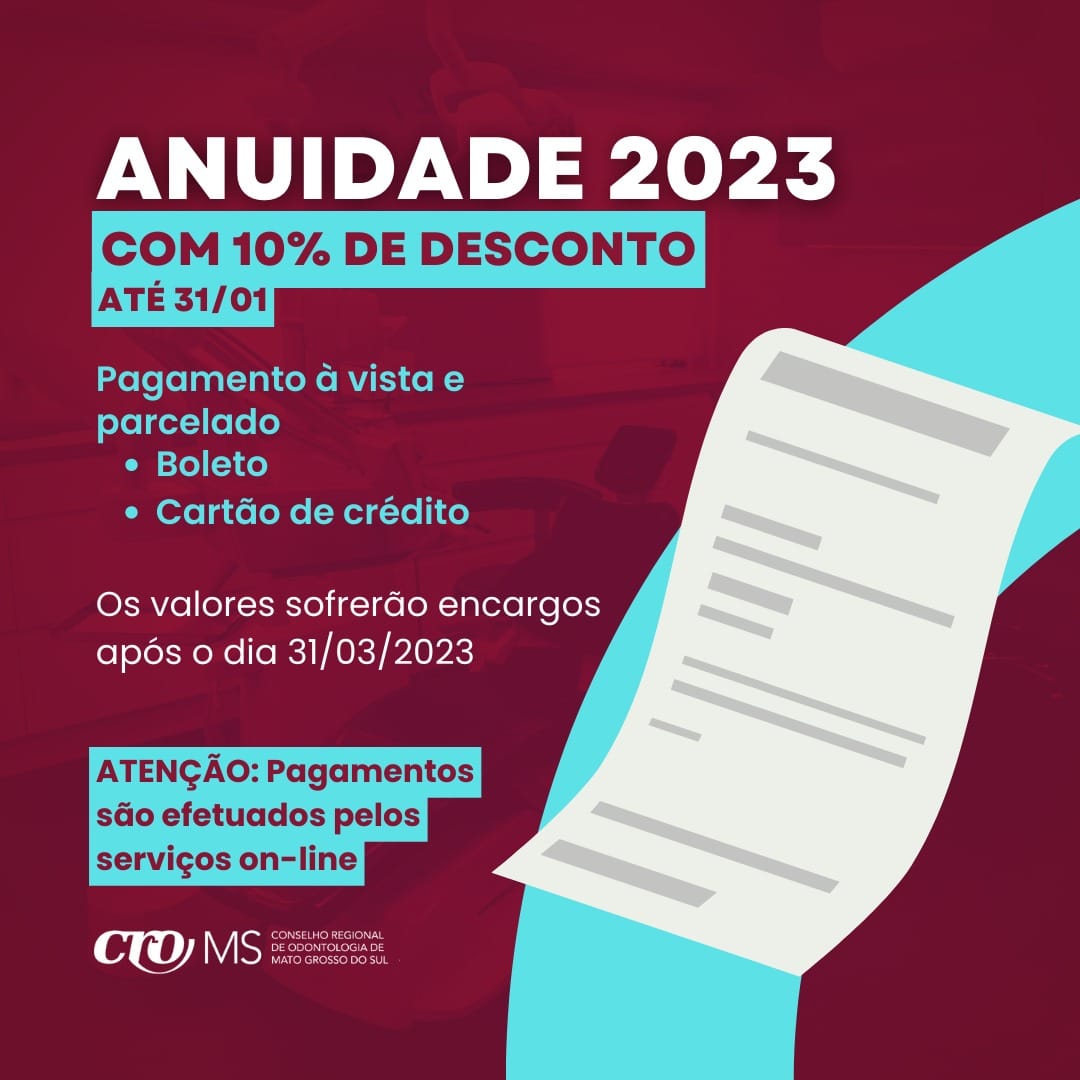 ANUIDADE 2023: boletos já disponíveis!